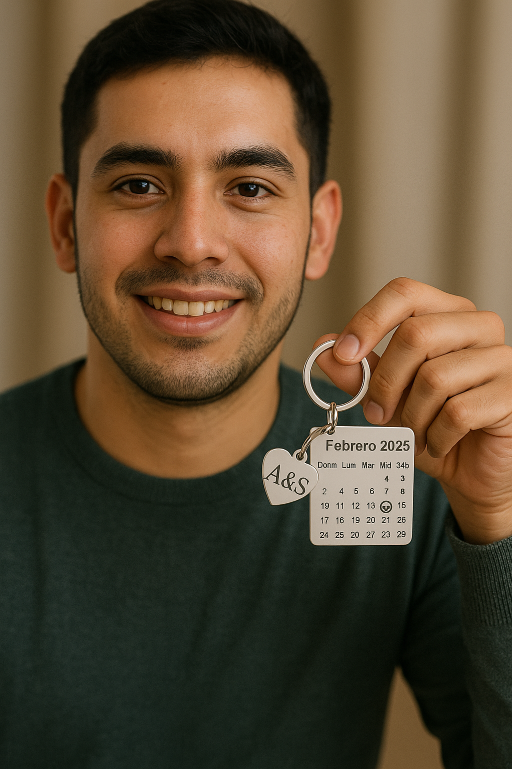Llavero Personalizado Fecha Especial Aniversario Cuadrado Acero Inoxidable