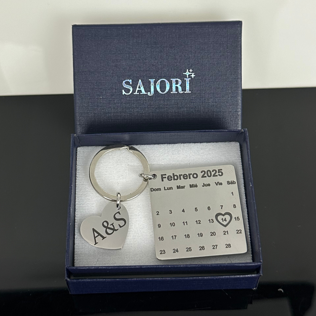 Llavero Personalizado Fecha Especial Aniversario Cuadrado Acero Inoxidable