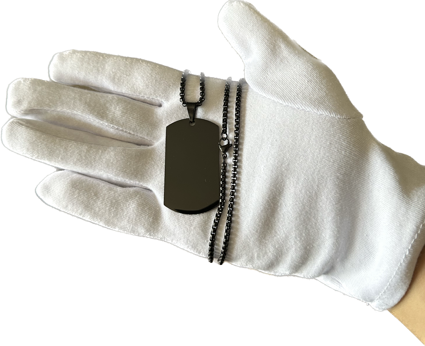 Tag Militar Cadena Fina Cubica Acero Inoxidable - Sin Grabado