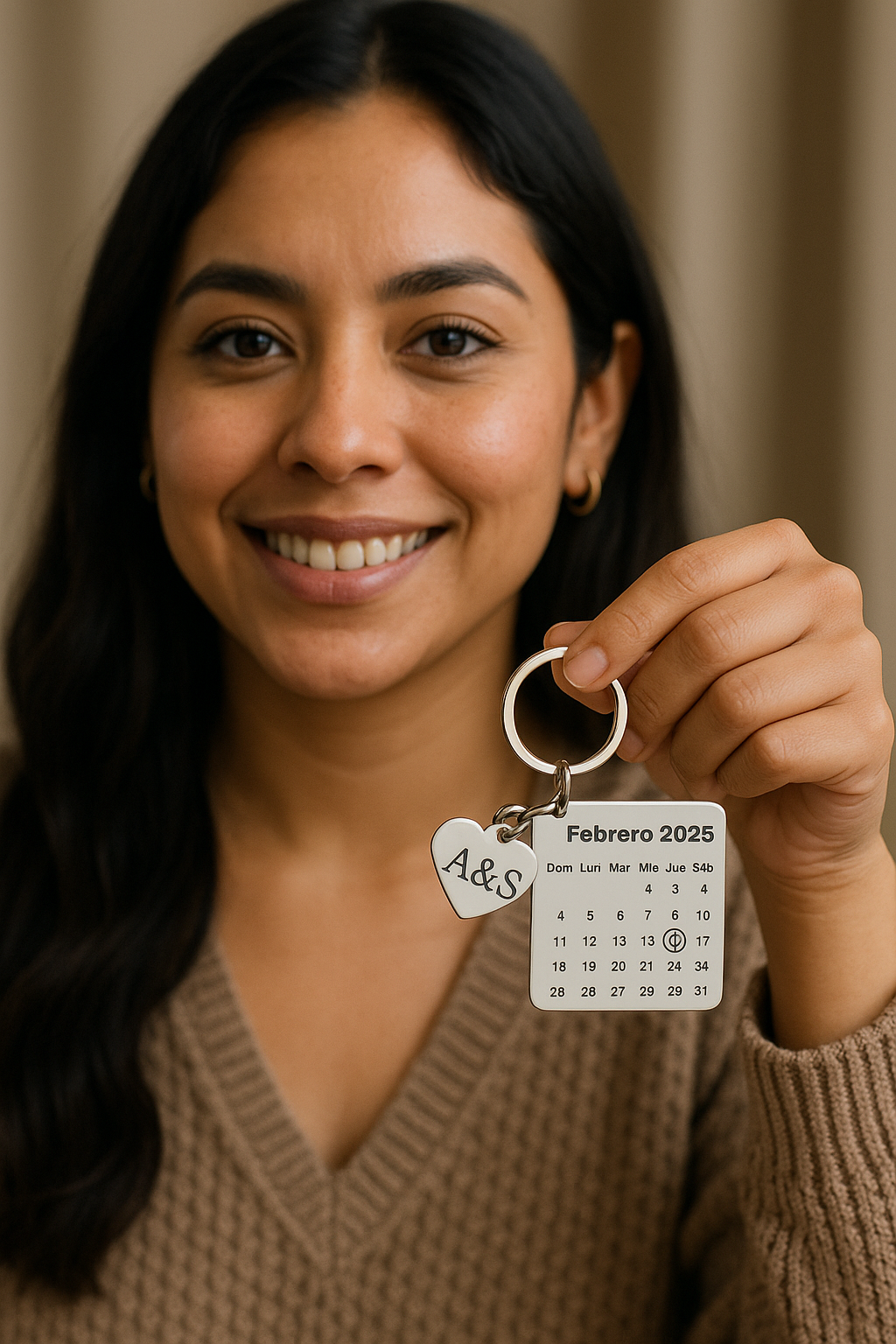 Llavero Personalizado Fecha Especial Aniversario Cuadrado Acero Inoxidable