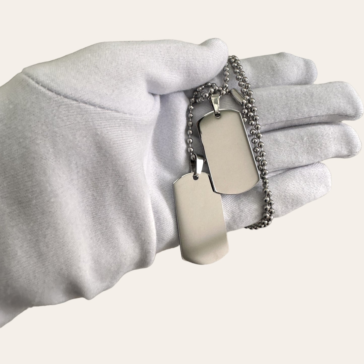 Collar Doble Tag Estilo Militar - Sin Grabar