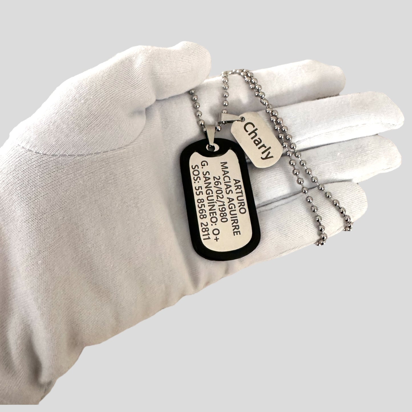 Doble Tag Estilo Militar con Silcenciador Personalizada