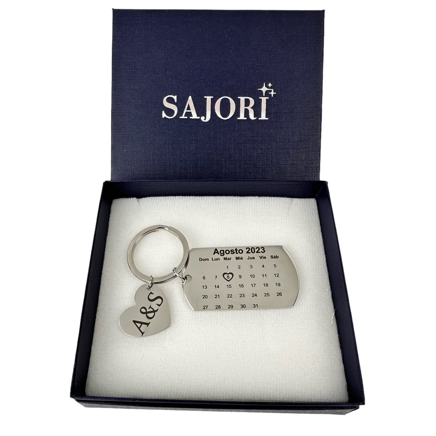 Llavero Personalizado Tag Fecha Especial Calendario de Aniversario Acero Inoxidable