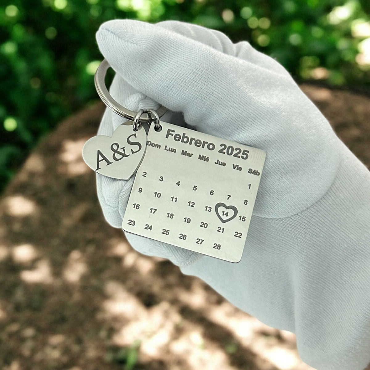 Llavero Personalizado Fecha Especial Aniversario Cuadrado Acero Inoxidable