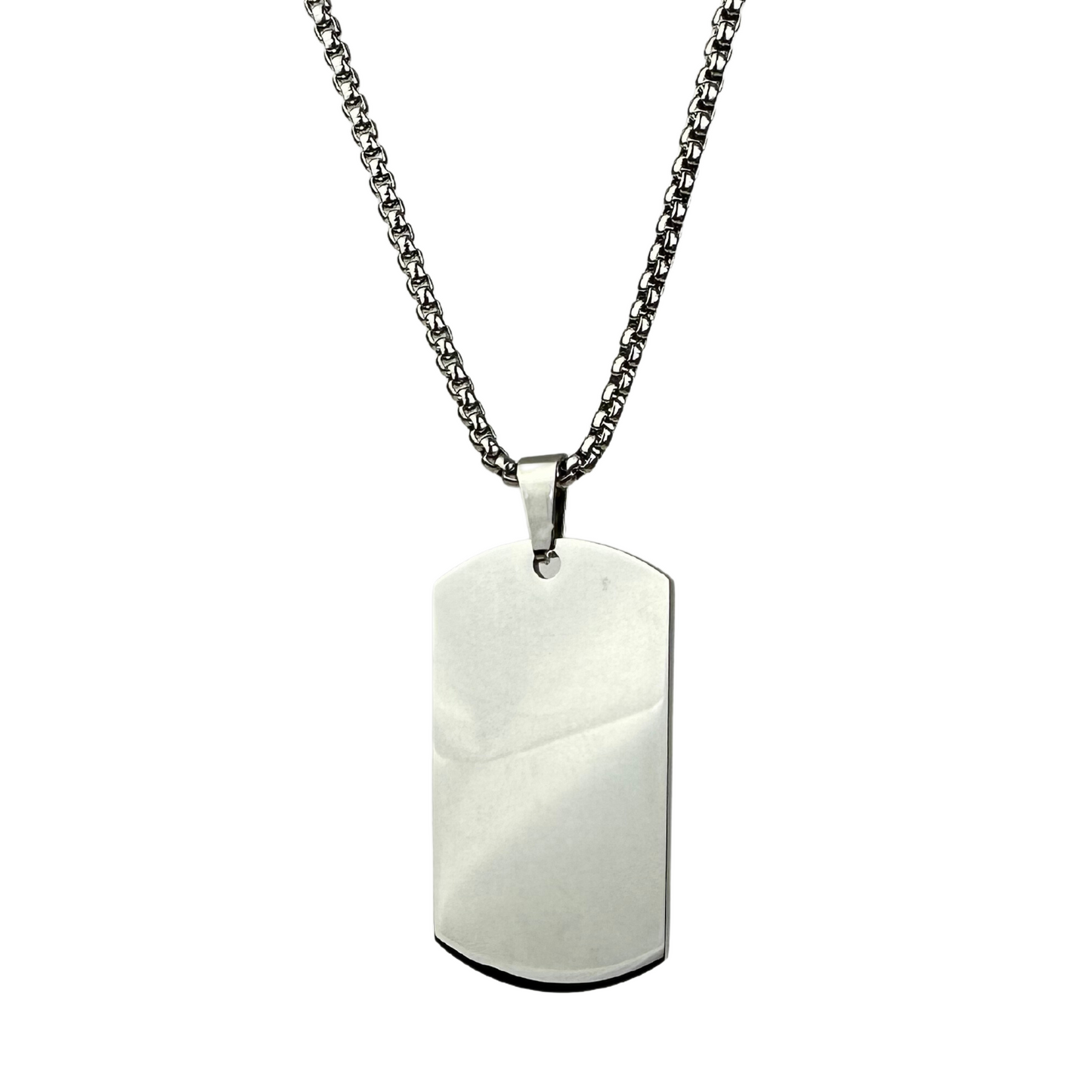 Tag Militar Cadena Fina Cubica Acero Inoxidable - Sin Grabado