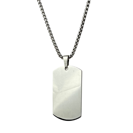 Tag Militar Cadena Fina Cubica Acero Inoxidable - Sin Grabado