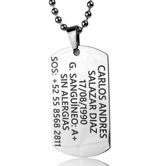 Placa Estilo Militar Acero Inoxidable Personalizada