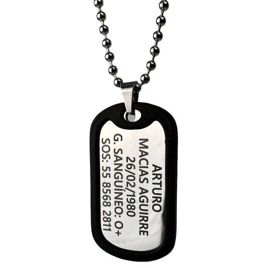 Tag Placa Estilo Militar Con Silenciador Acero Inoxidable Personalizada