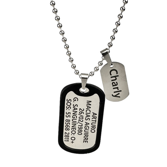 Doble Tag Estilo Militar con Silcenciador Personalizada