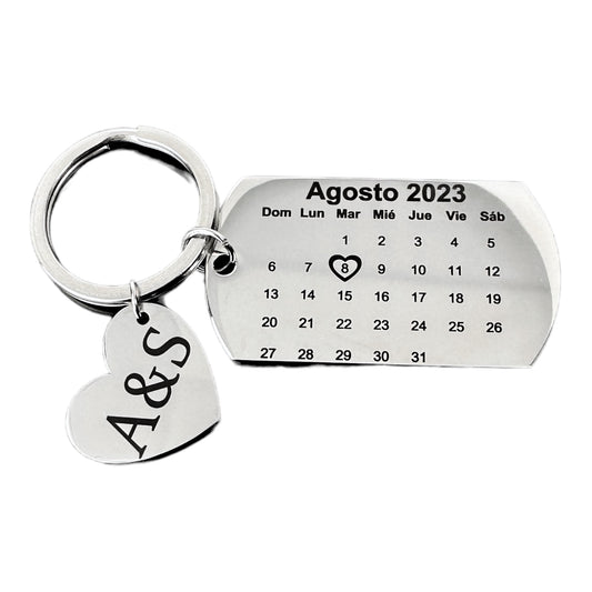 Llavero Personalizado Tag Fecha Especial Calendario de Aniversario Acero Inoxidable